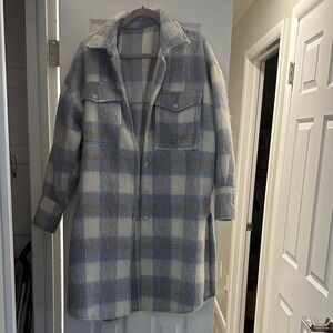 REVOLVE Blue and Cream Teddy Jacket